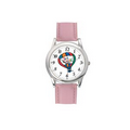 Ladies Pink Leather Strap Watch